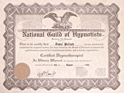 Certificat Hypnotiseur-Hypnoth�rapeute